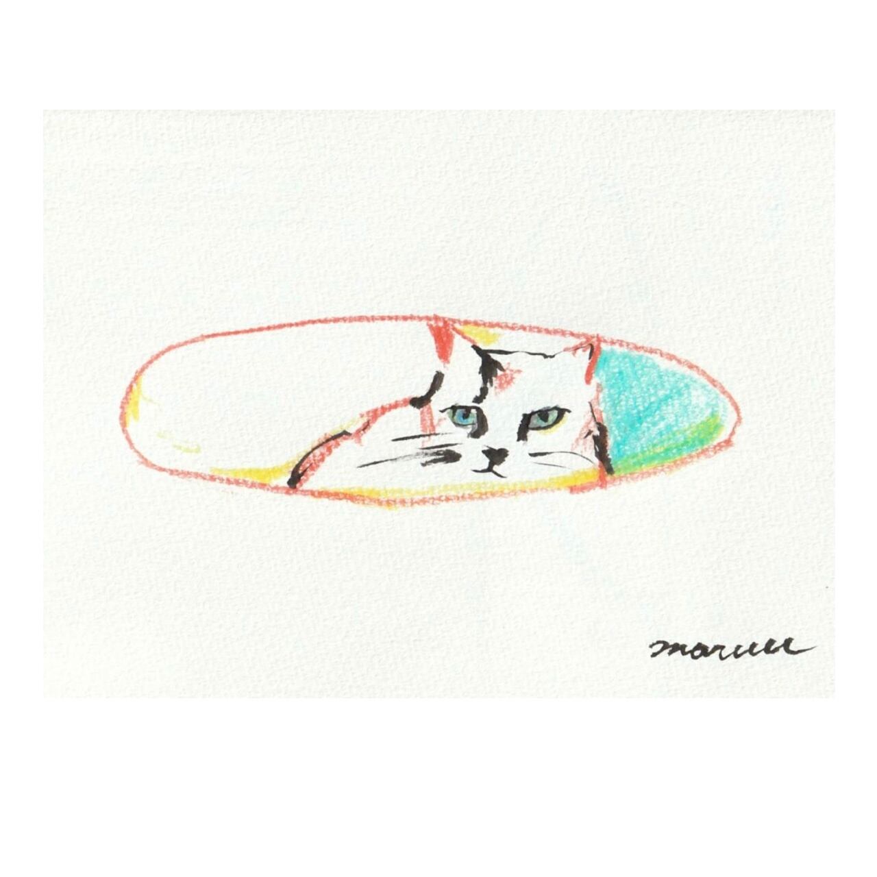 送料無料 「猫の絵no.84」 原画 フレーム付き アクリル画（アート作品