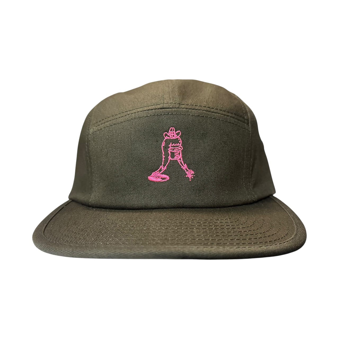 オスジェメオス 刺繍キャップ（オリーブグリーン X 蛍光ピンク） | ON