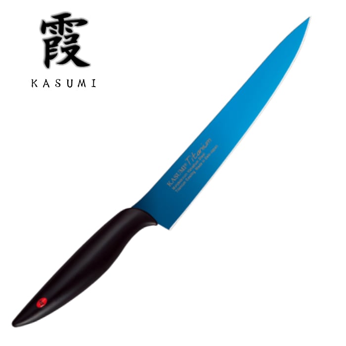 霞 Kasumi スミカマ Sumikama 包丁 カービング 0mm チタンコーティング ブルー 0 B Keijin 刃物専門店