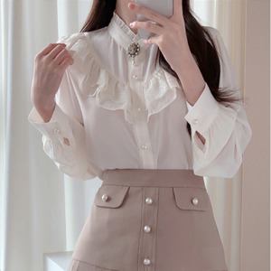 【S-XL】パールandフリルブラウス