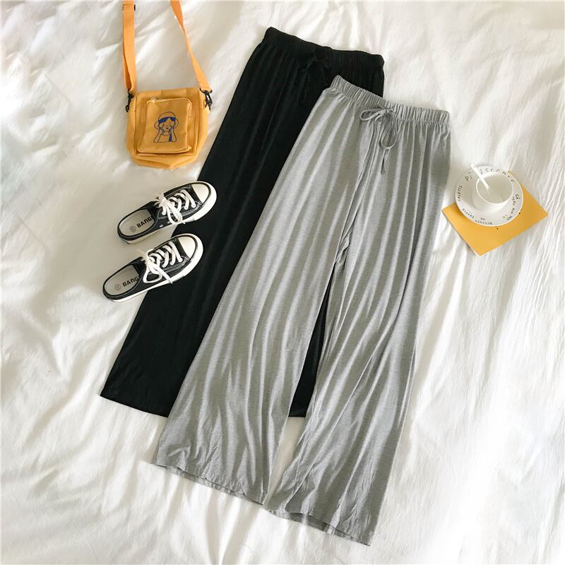 パンツレディース2020新しいルーズハイウエストドレープワイドレッグカジュアルパンツは、薄くてワイルドな小さなストレートスポーツパンツです 1号婦人9251954792