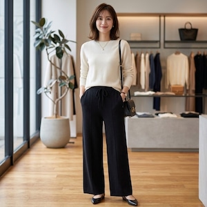 ニットパンツ レディース ロングパンツ ニット ストレートパンツ ワイド ボトムス ハイウエスト ウエストゴム ニット きれいめ シンプル カジュアル 大人 おしゃれ 大人女子 エレガント とろみ感 春 秋 冬 デート お出かけ 休日 旅行 普段使い 暖かい 防寒 脚長 定番 送料無料 S M L XL 2XL 3XL ホワイト ブラック ブラウン ベージュ ブラウン モカブラウン