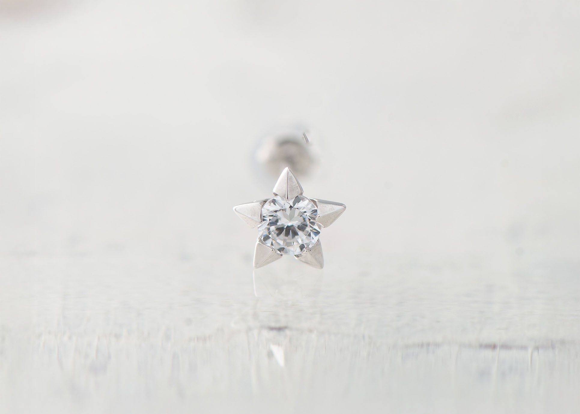 【受注製作3〜4週間】 PT900 ほし座シングルピアス・中(クラシック)