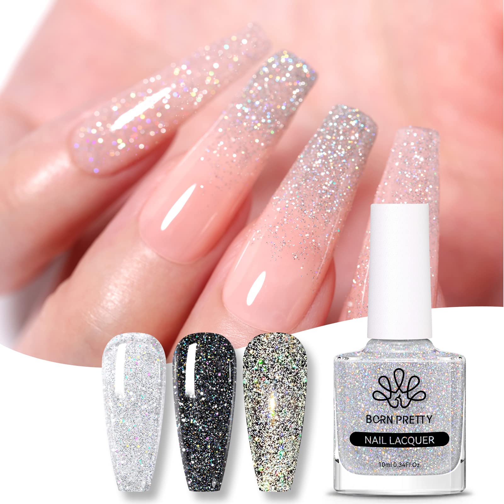 【数量限り】BORN PRETTY マニキュア ラメ入り 7ML ネイルポリッシュ 速乾 セルフネイル