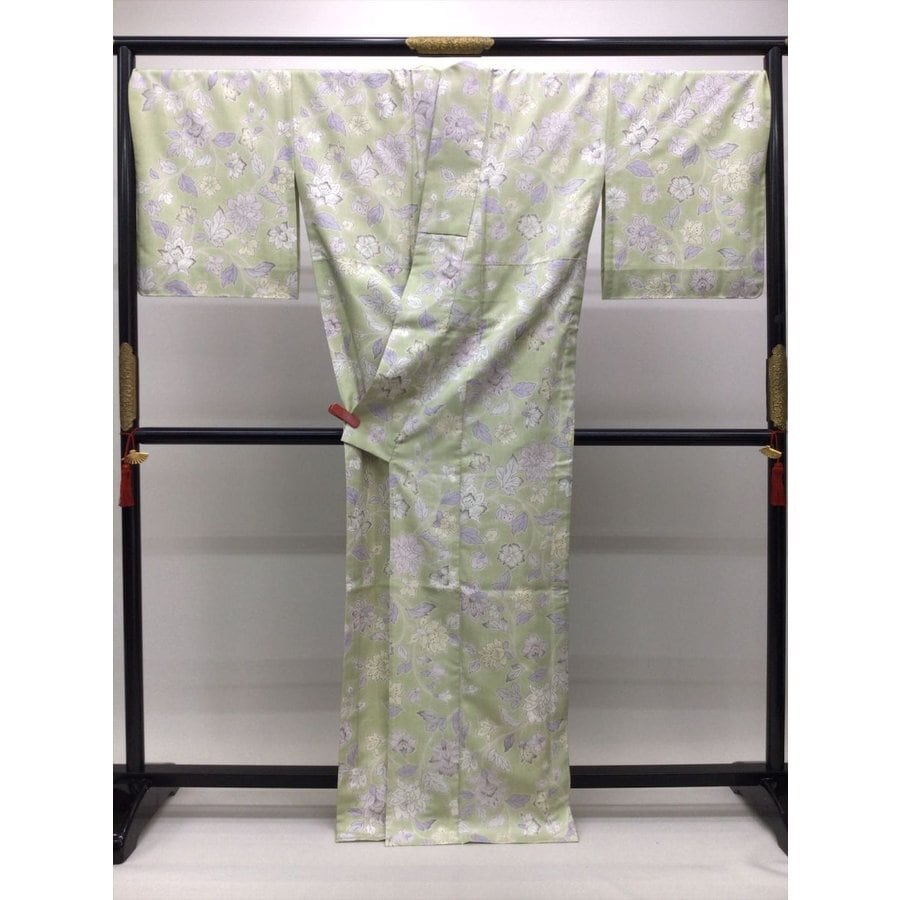 限界価格！【希少】赤城紬 青柳 草木染め 単衣 きものやまと