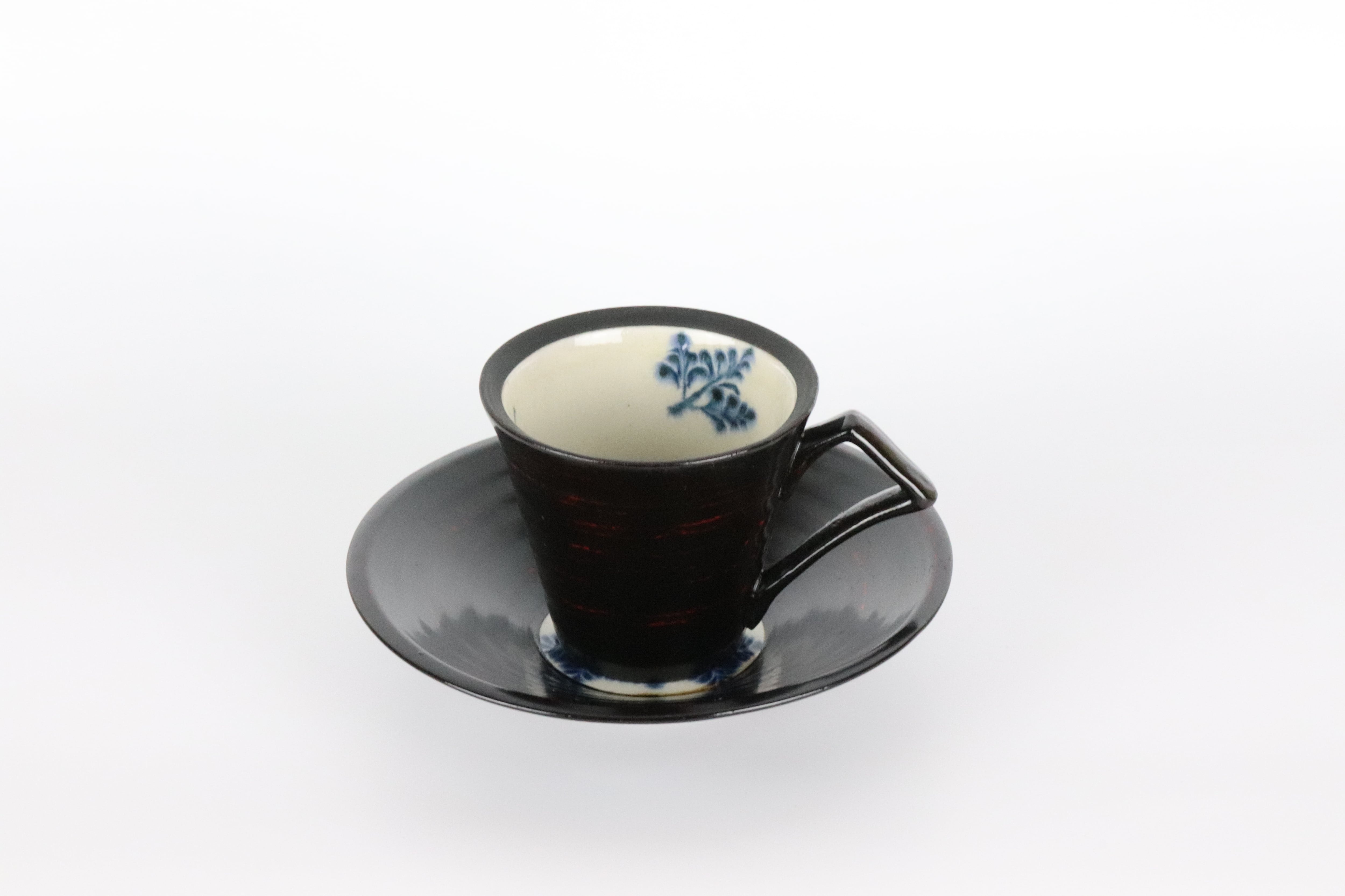 漆陶 コーヒーカップソーサー シダ | 宗山窯