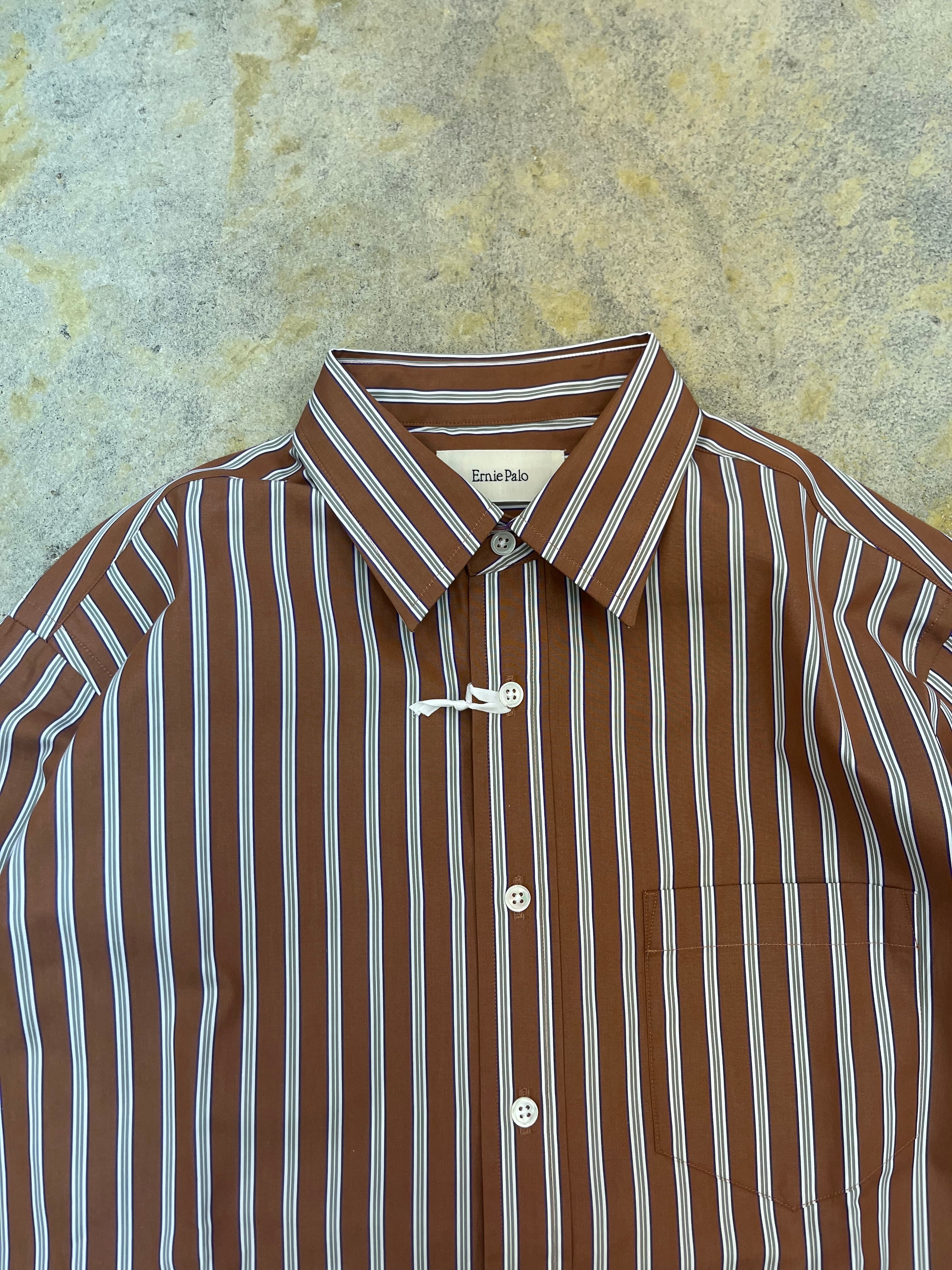 Ernie Palo | Standard Stripe Shirt | Brown | HOWDAY