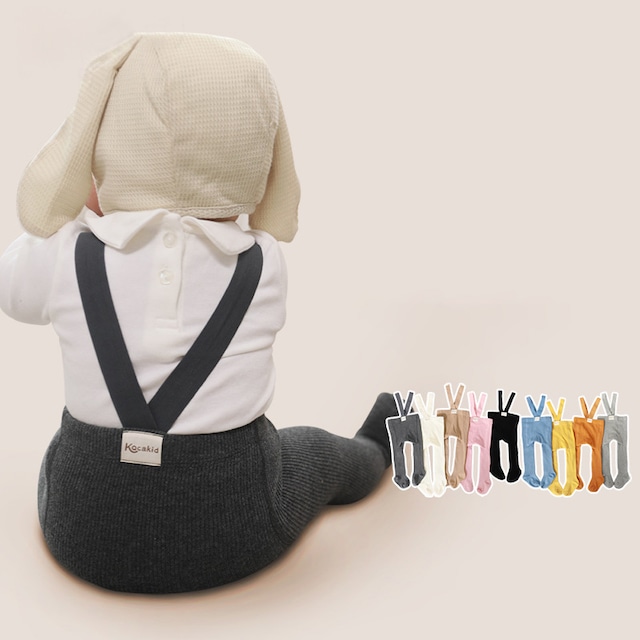 【BABY】春作コットンストレッチサスペンダータイツ