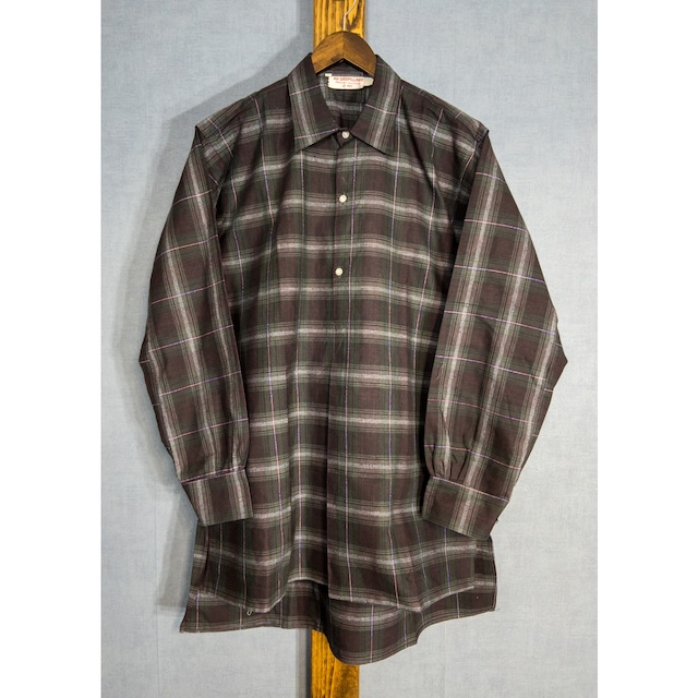 【1960-70s,DS】"French Work" Multi Check Grandpa/Pullover Shirt, Deadstock!!
