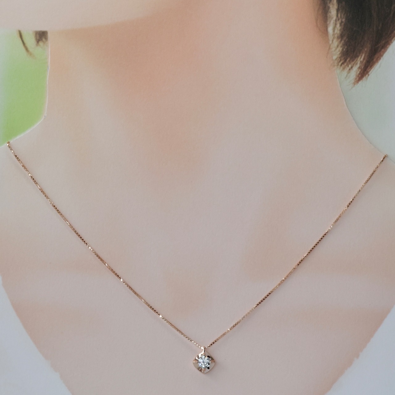 K18 PG フォーエバーマーク ダイヤモンド 0.30ct F SI1 EX ネックレス  