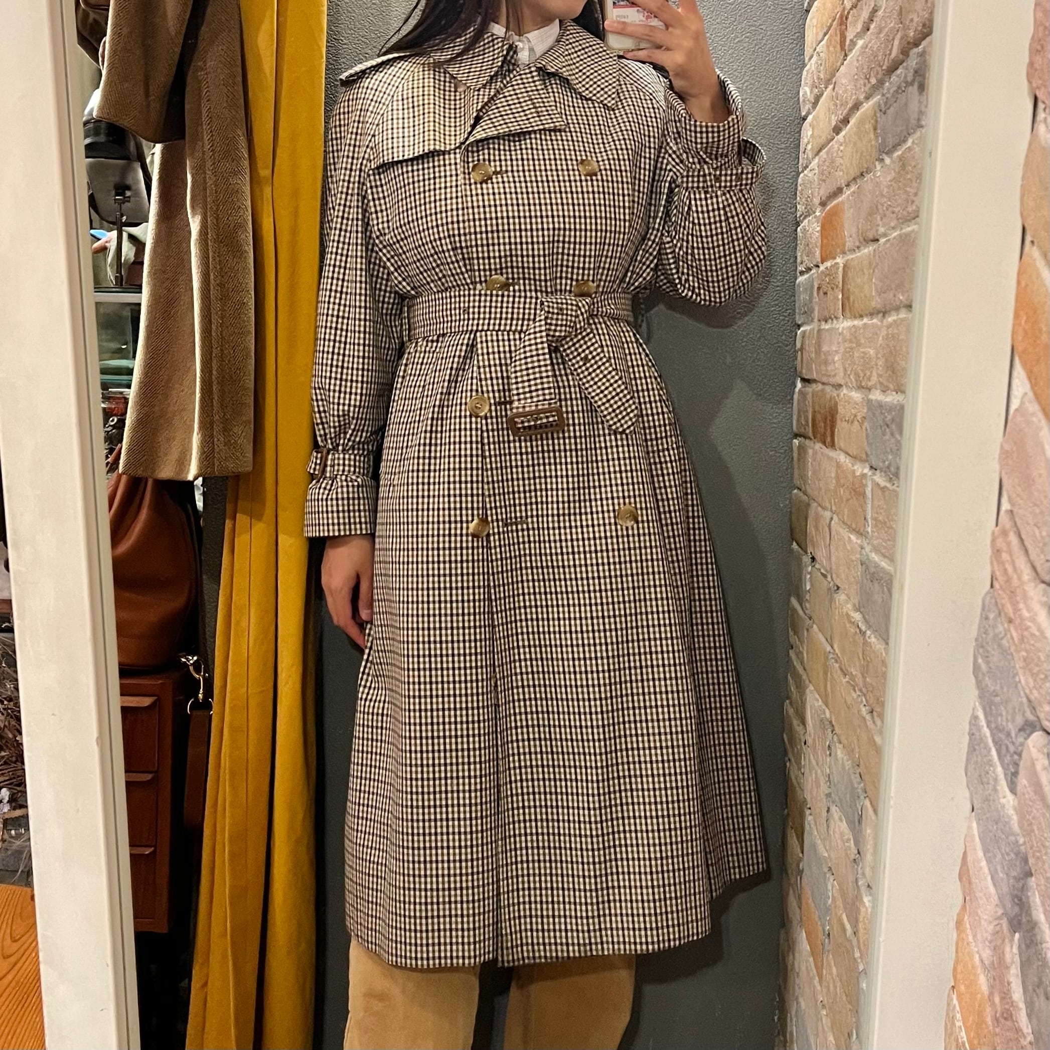 aquascutum “80s ladies club check trench coat” size12 イングランド製 アクアスキュータム  クラブチェックトレンチコート