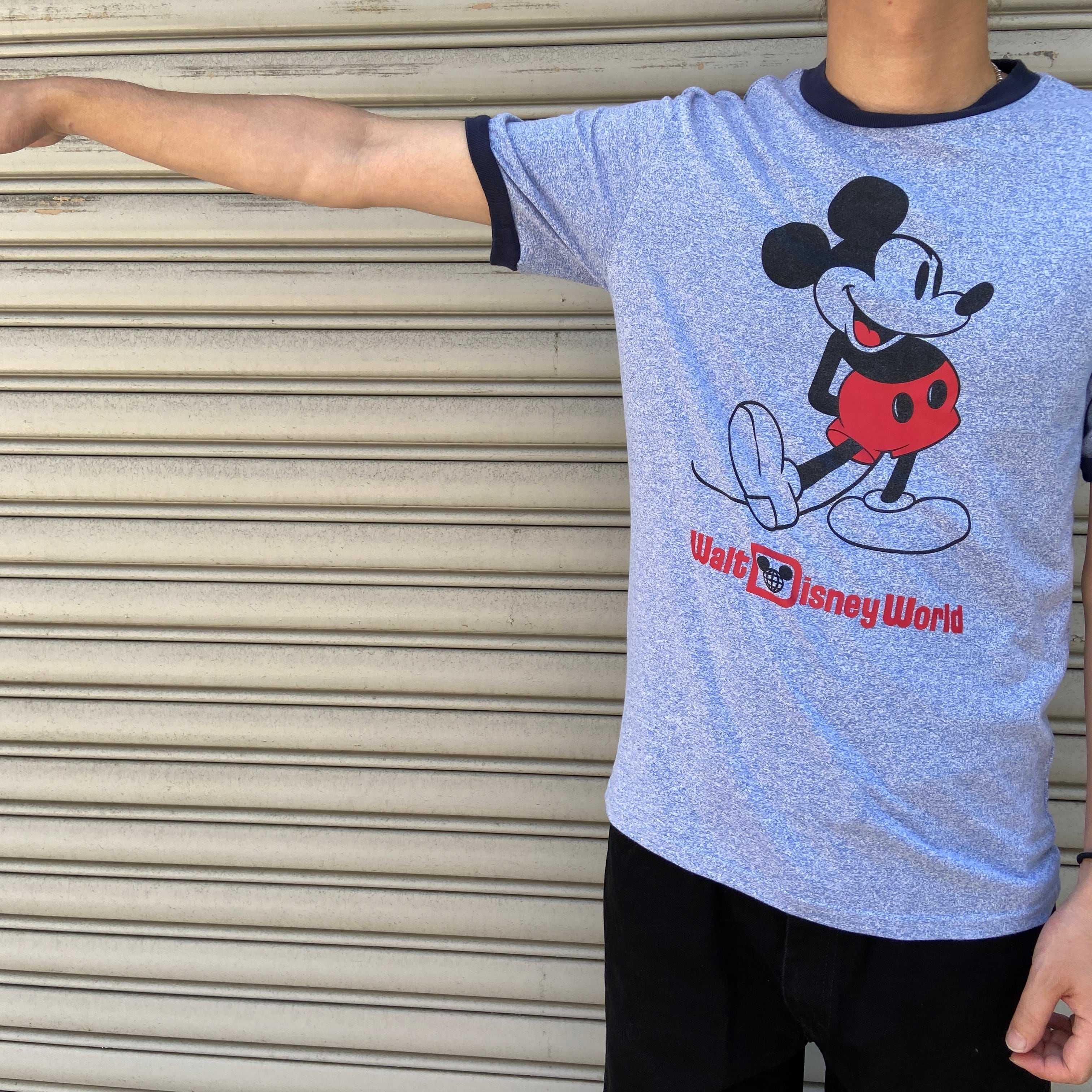 Walt Disney World ミッキーリンガーTシャツ グレー 半袖 ミッキー