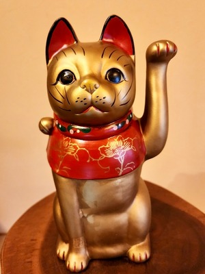 帝国ホテルプラザ東京「花道」記念　限定招き猫　大正猫　(金・中) 「無敵・いいことがある」