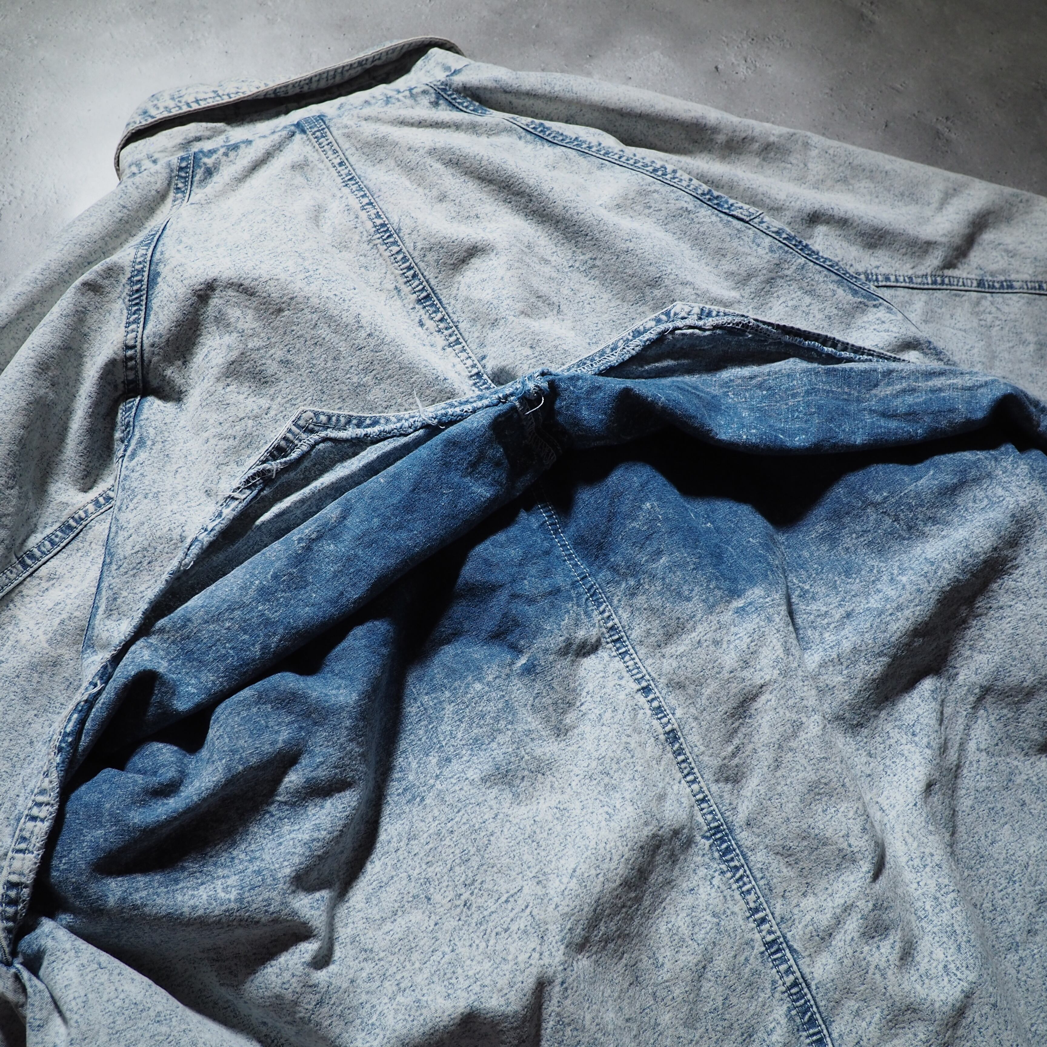 1990s High neck Deformation silhouette vintage loose Denim half coat