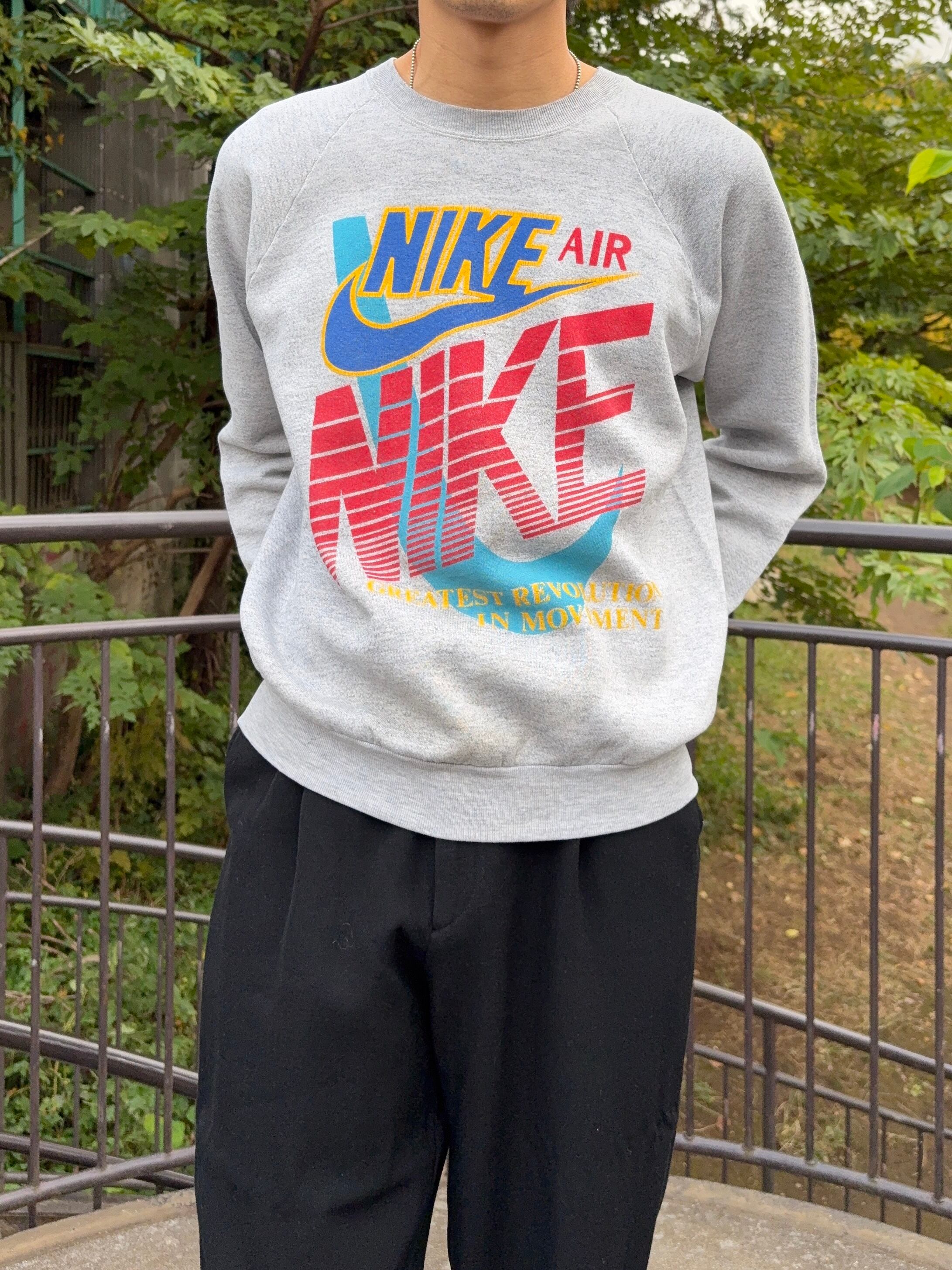 L】90's “FRUIT OF THE LOOM” Bootleg NIKE AIR Print Sweat | blues