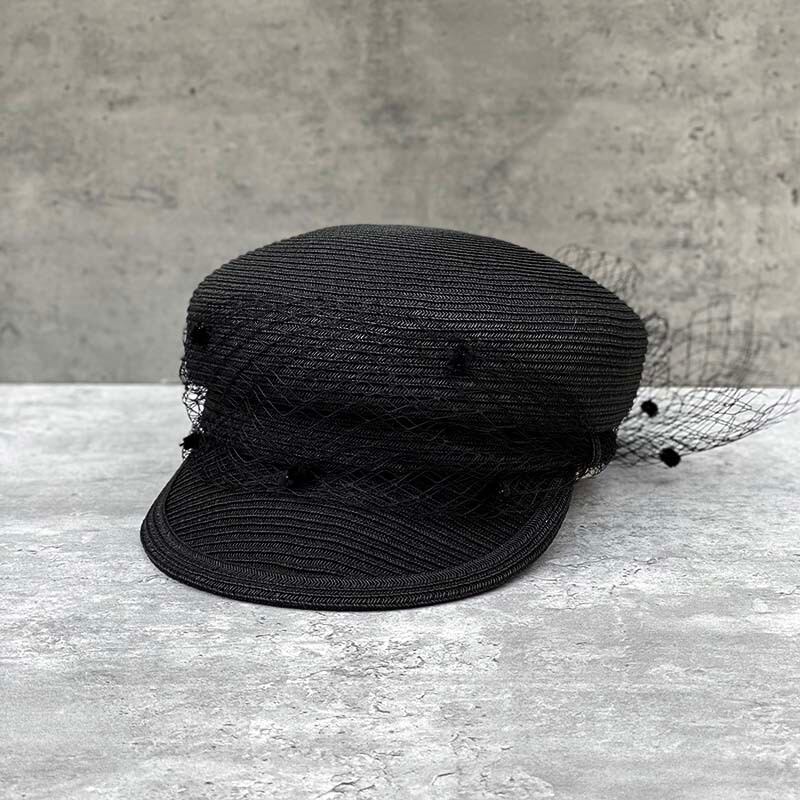 再入荷】全3色ドットチュール付きストローキャスケット【050309