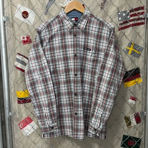 TOMMY HILFIGER　チェックシャツ　メンズL‐XL相当　ミックスカラー　古着　メンズ　レディース