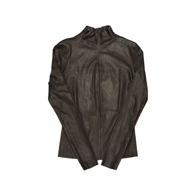 BOTTEGA VENETA バックジップ ハイネック レザー トップス ブラウン ボッテガ