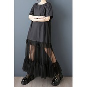 メッシュ フリル ドレス 30166