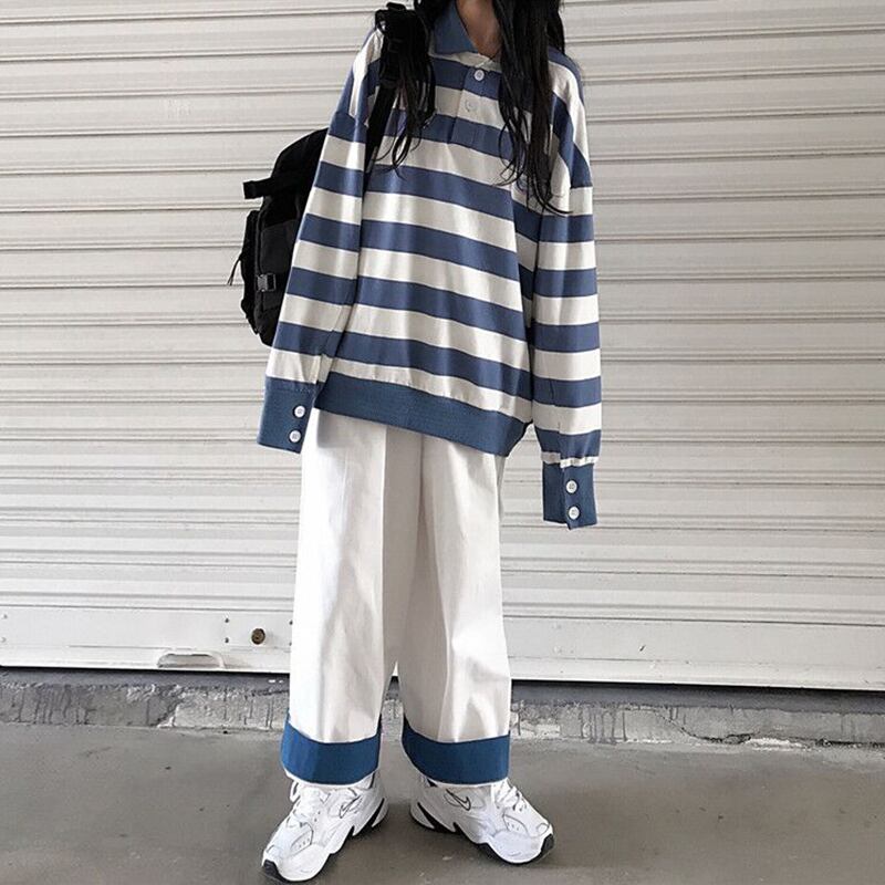 ショートオータムスーツレディース2020新しいストライプポロカラートップスは薄いオーバーオールでファッショナブルなツーピーストレンド 萌量不足91805848546