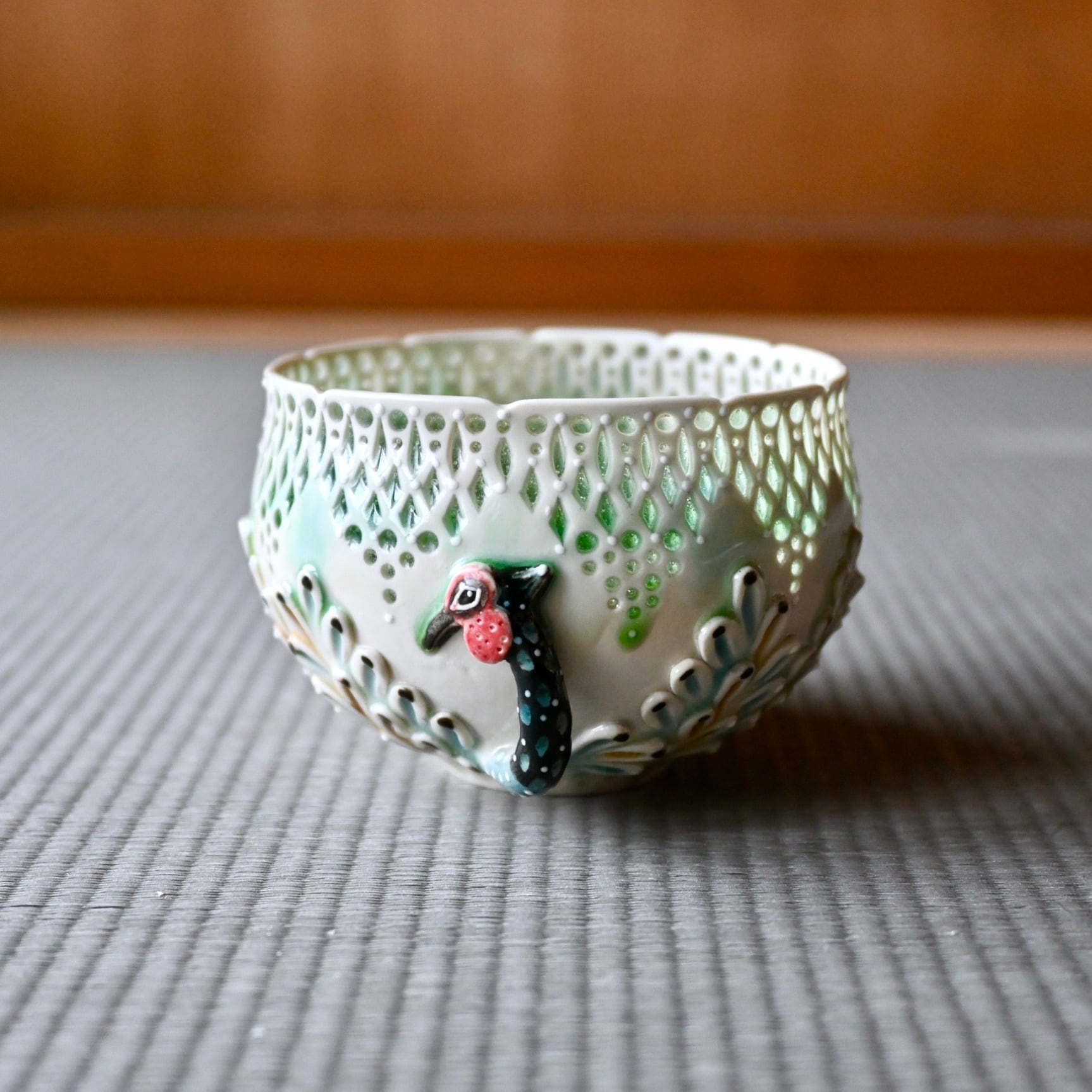 07.キラメキキジ抹茶椀 | 陶工房 みかガマ ＊ のぐちみか