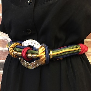 Red × Multi-color Rope Belt