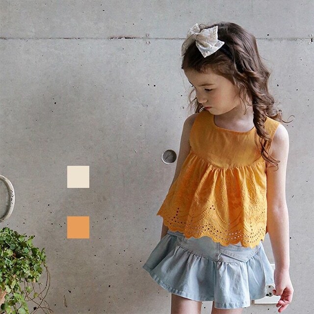 夏花柄レースベスト