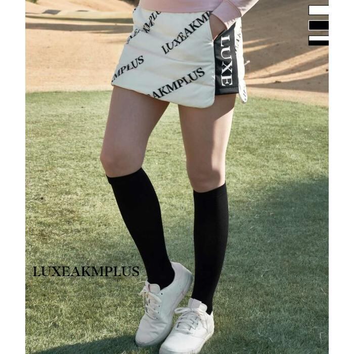 LUXEAKMPLUS リュクスエイケイエムプラス 中綿サイドロゴスカート レディース 女性 スポーツ ゴルフ GOLF 防寒 中わた ストレッチ LUXEAKMPLUS リュクスエイケイエムプラス 中綿サイドロゴスカート
