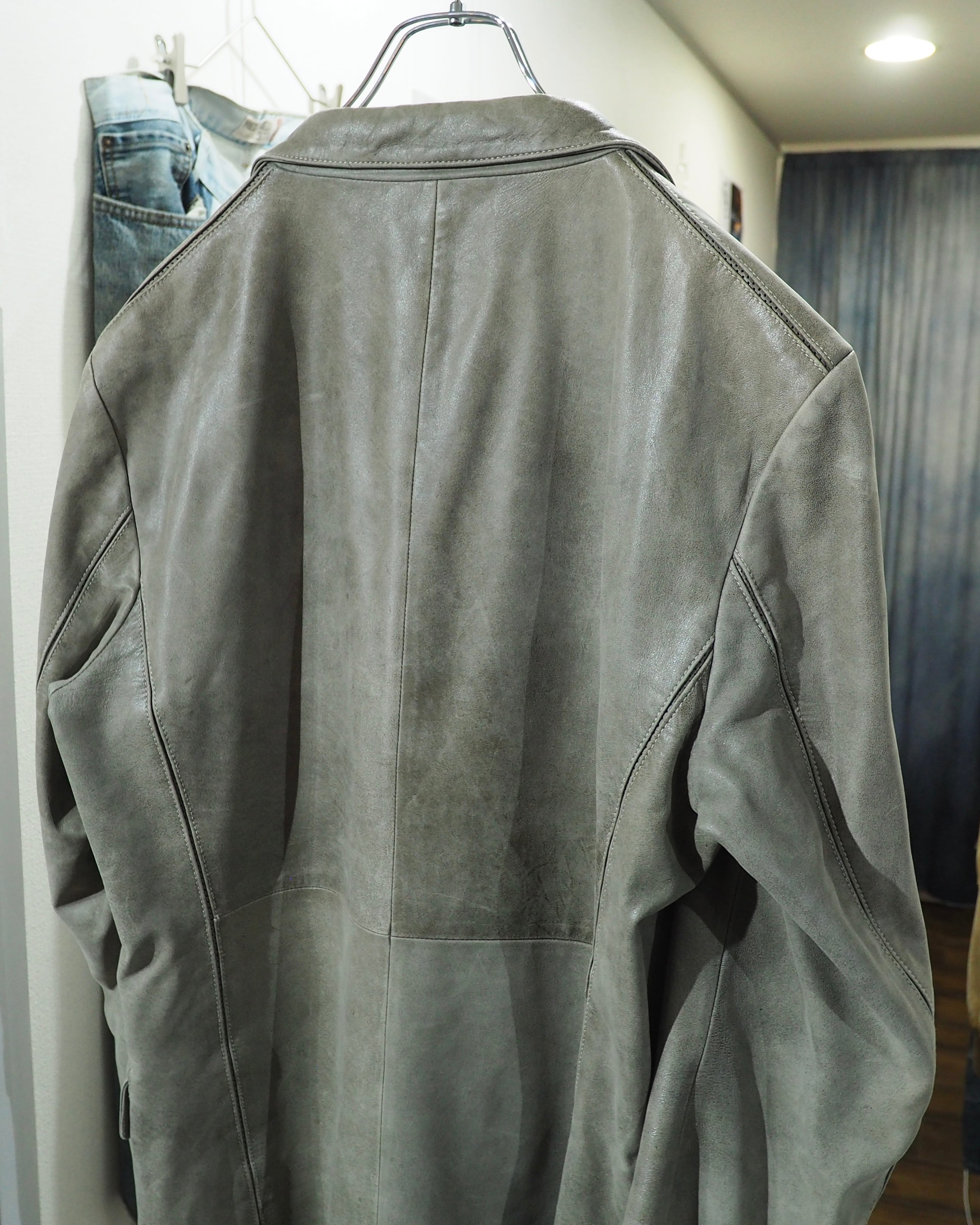 " Allegri " Beautiful Decadent Greige Color Vintage Sheep Leather Tailored Jacket