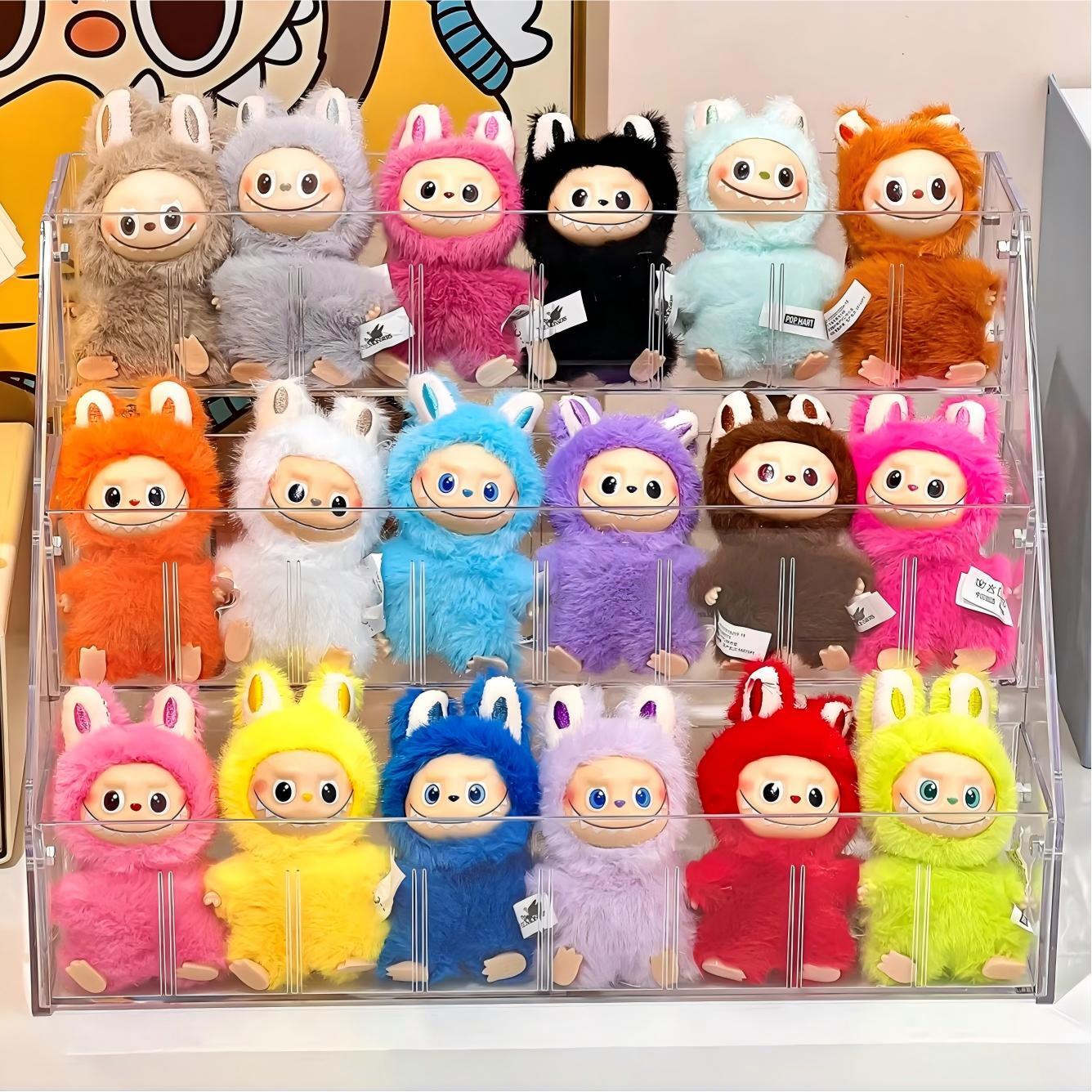 Labubu ぬいぐるみ対応 透明階段式 アクリル ディスプレイケース 3段