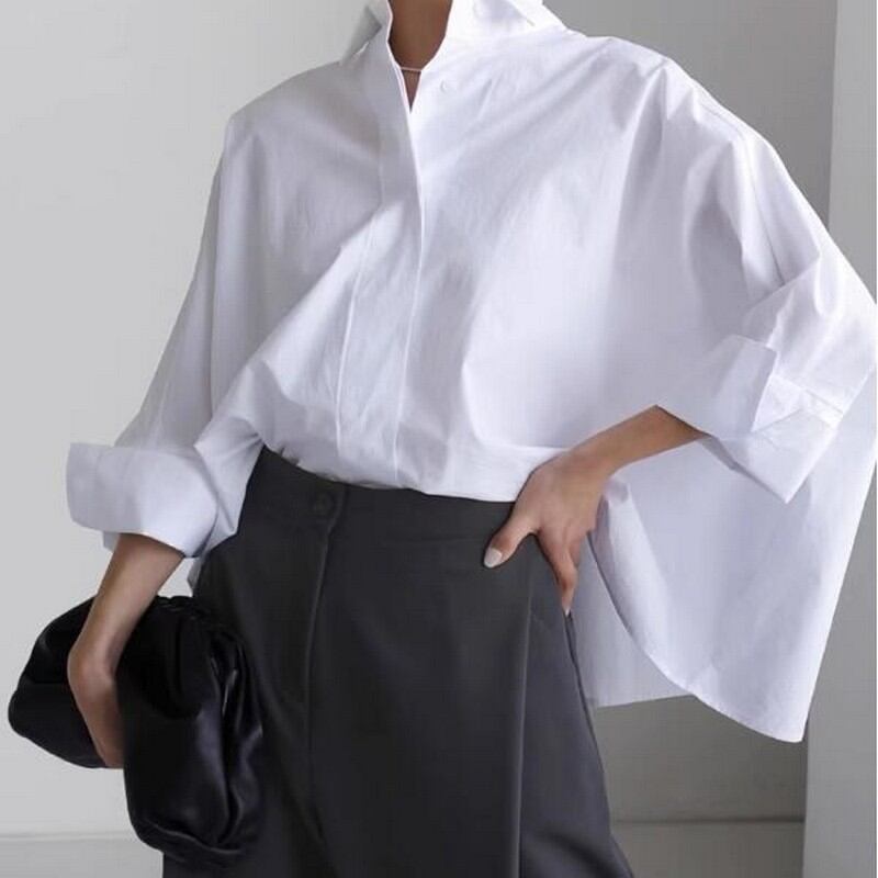 ミッドレングススタンドカラーシャツ　a0162