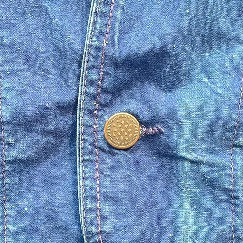 50-60s 刺繍タグ コットンツイル メタルボタン フレンチワークジャケット 詳細写真2