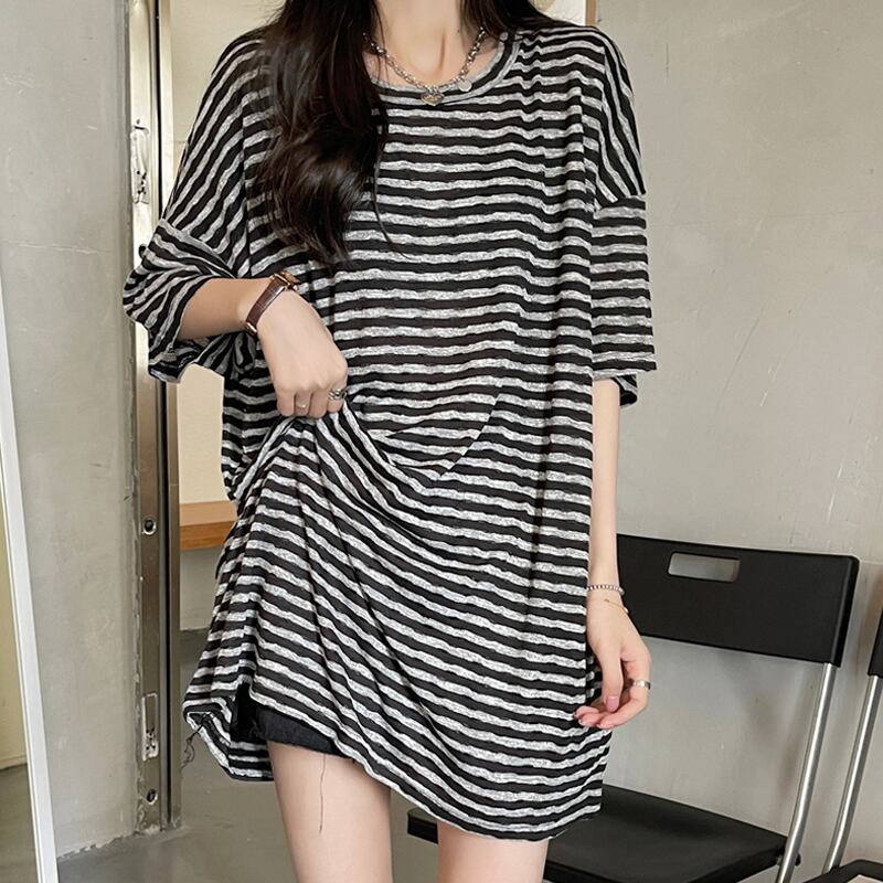 ストライプTシャツ サマールーズ レッド 夏物 試着室38355335887