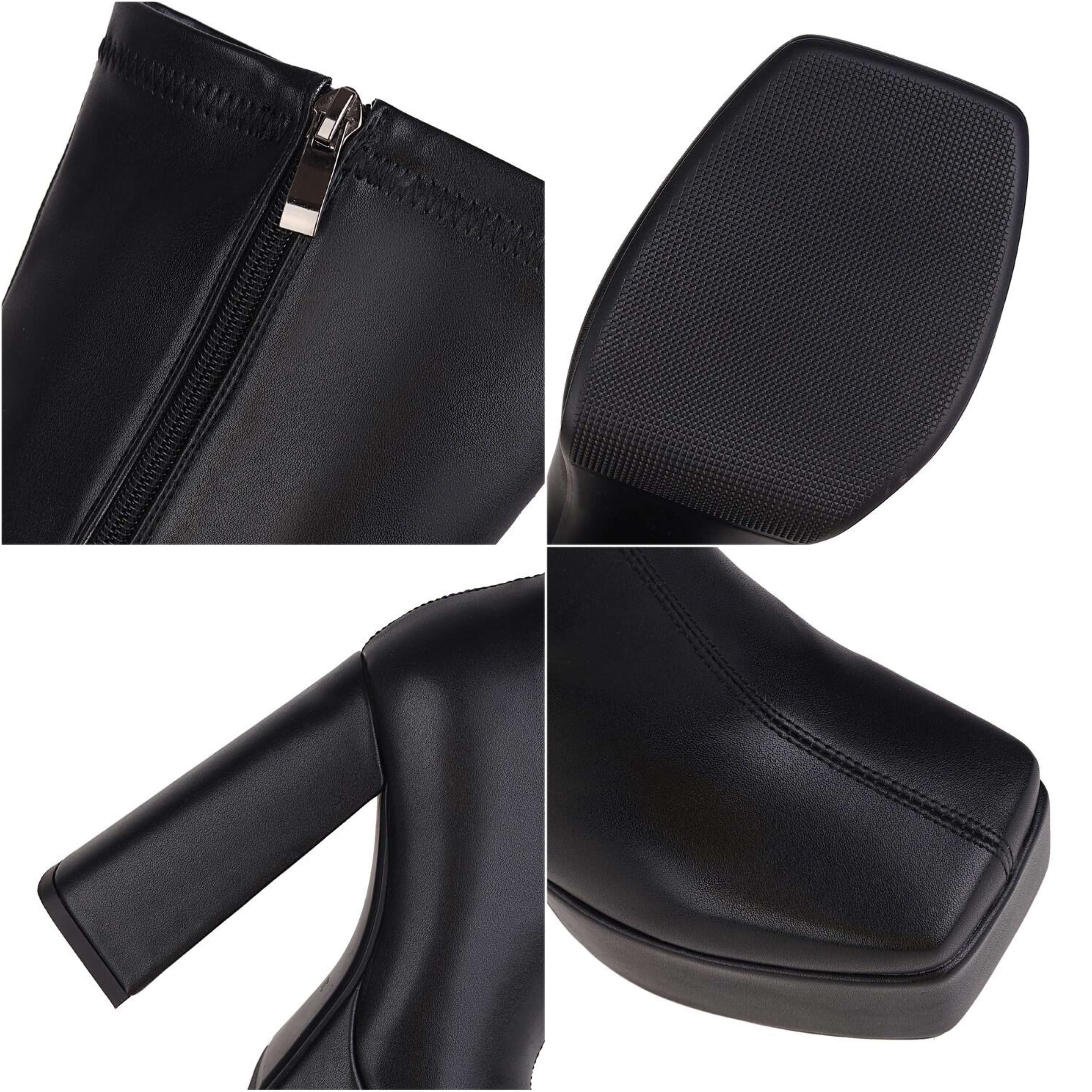 size26.0cmあり】スリムフィット膝丈ロングブーツ13cm全2色 | 厚底