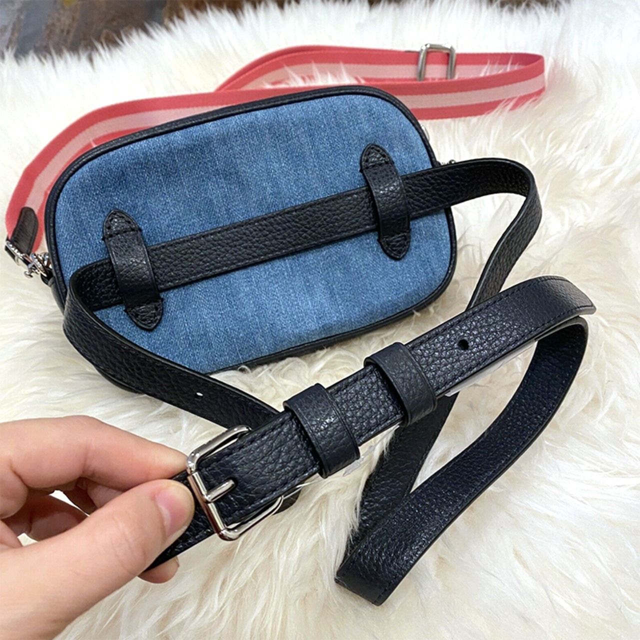 COACH コーチ ジェス クロスボディ デニム バッグ ミニベルト 