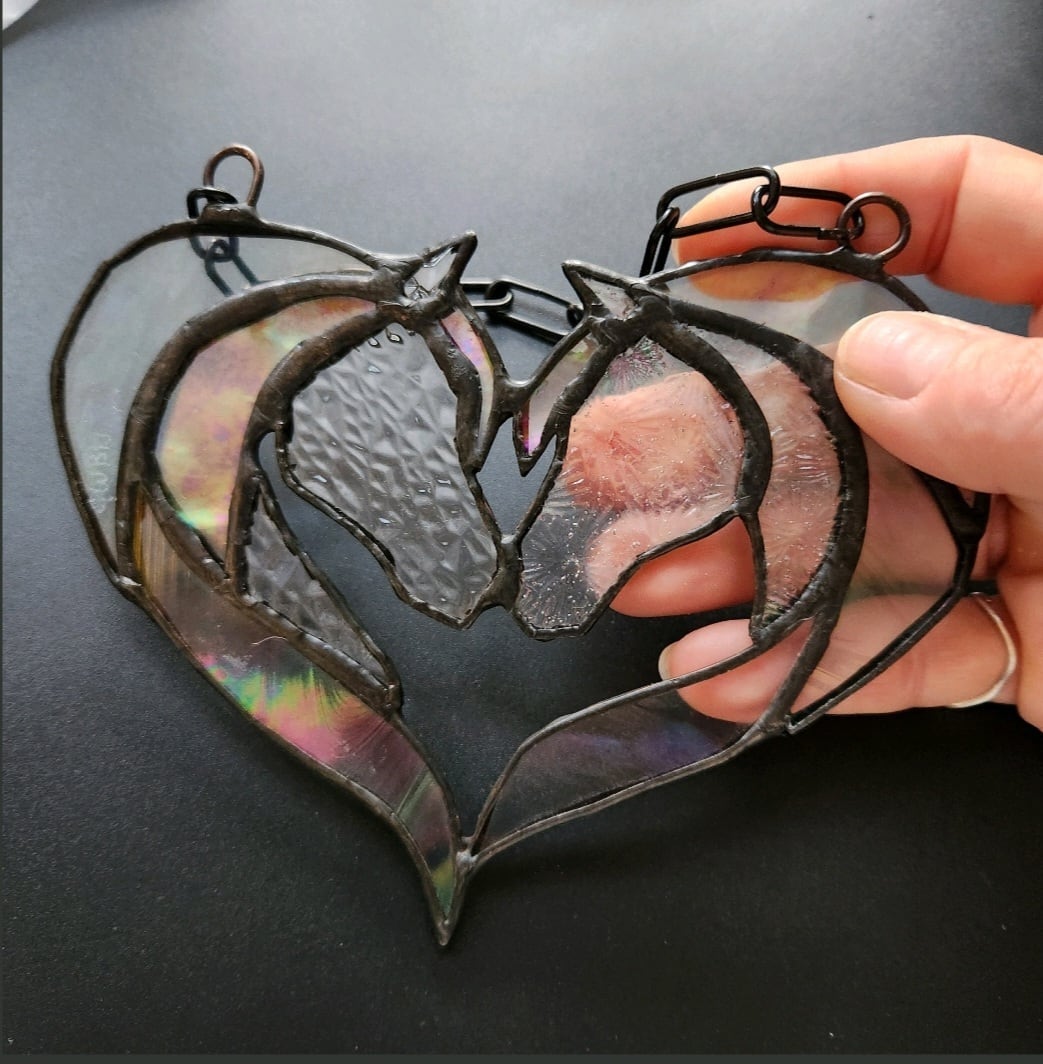 馬のハート サンキャッチャー ステンドグラス ハンドメイドギフト