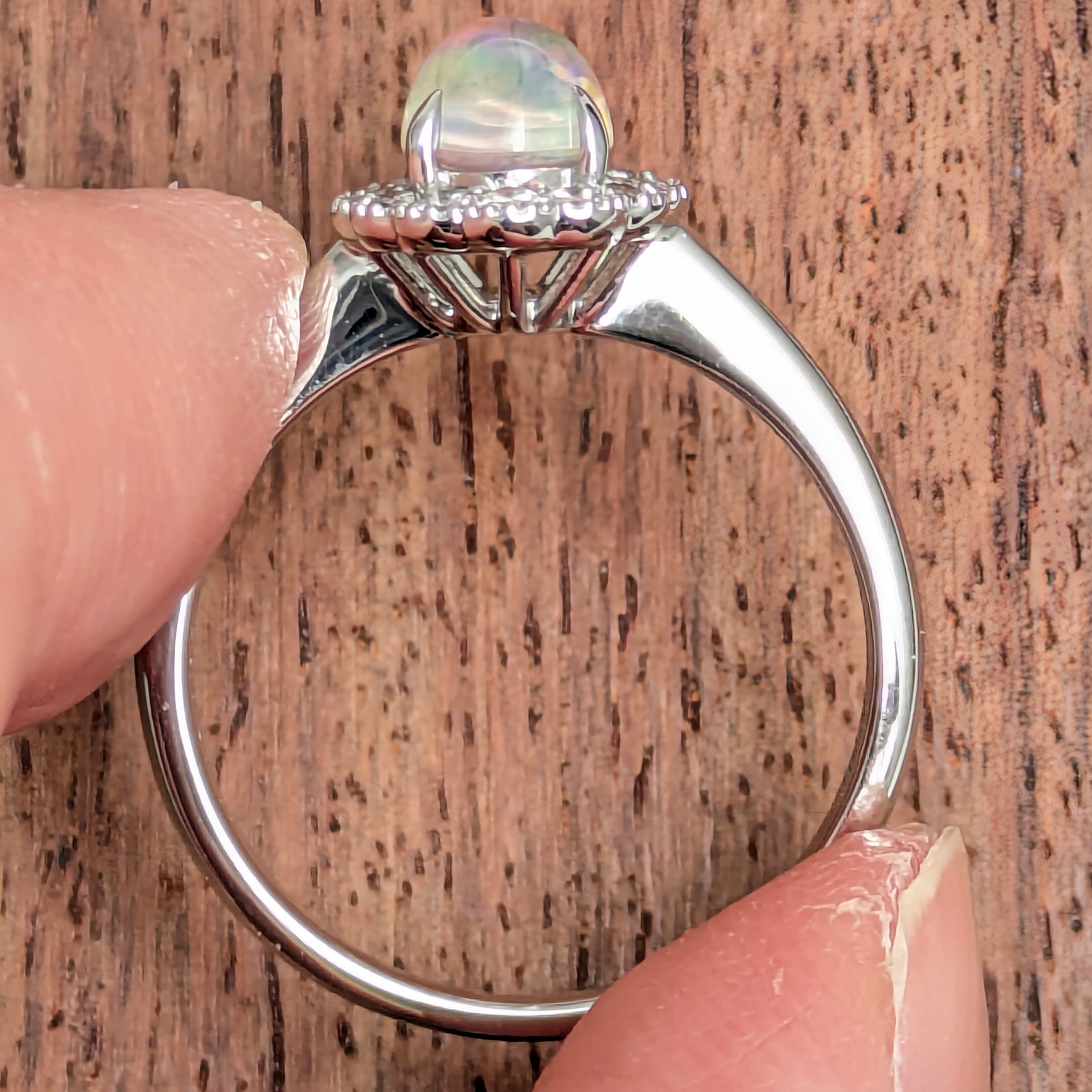 Pt950ウォーターオパールリング メキシコ産 ウォーターオパール 0.740