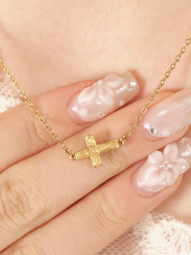 316L hawaiian tiny cross necklace  #n06