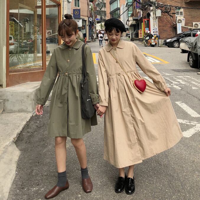 オータムルーズカラードレス 薄手カジュアルジャケット ロング 秋物 モンロー0210515