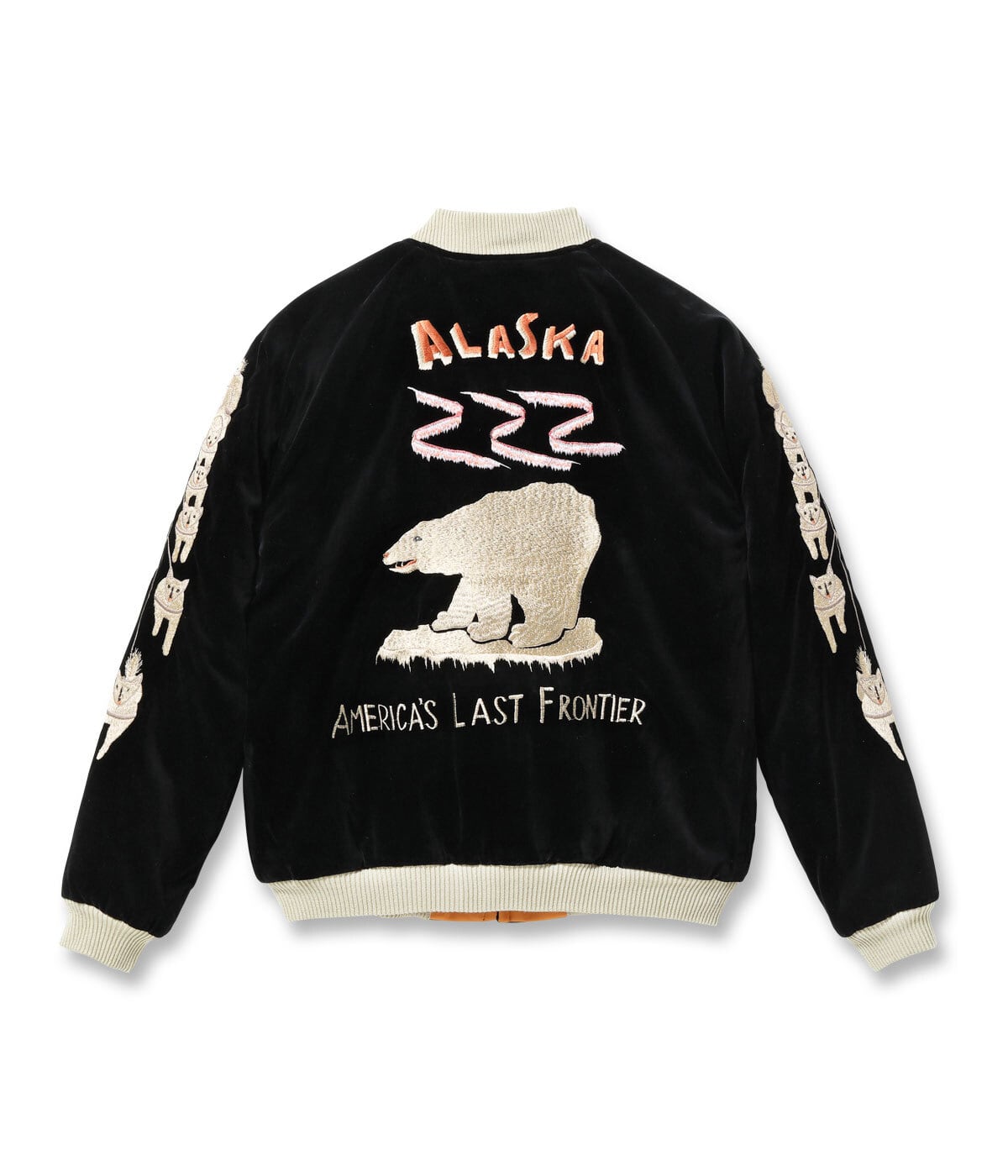 Lot No. TT15792-119 / Late 1950s Style Velveteen Souvenir Jacket “POLAR BEAR” × “ALASKA MAP”