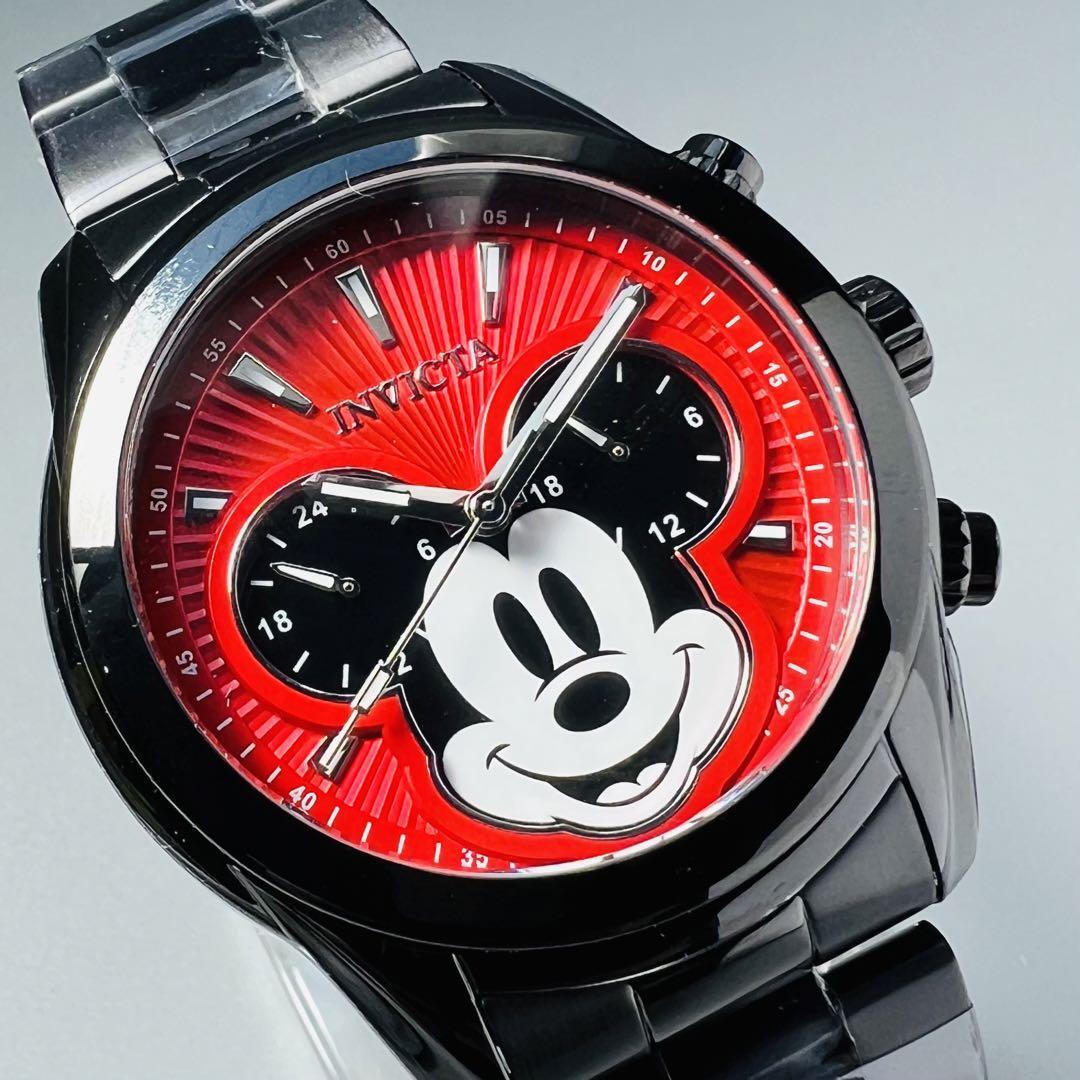 訳あり 限定品 インビクタ 腕時計 新品 ディズニー ミッキー メンズ ブラック