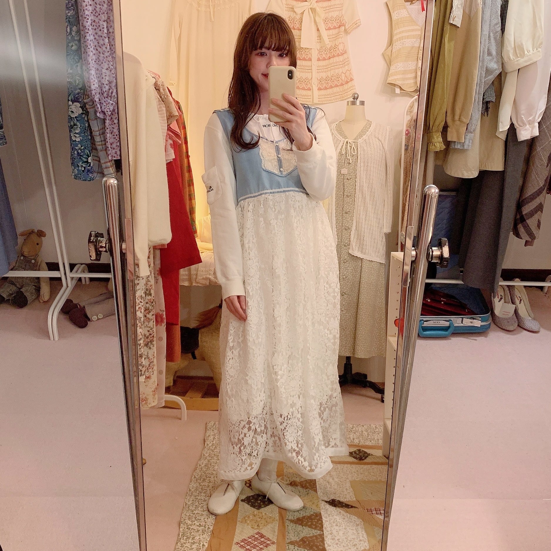 remake / sailor flame collar lace one-piece