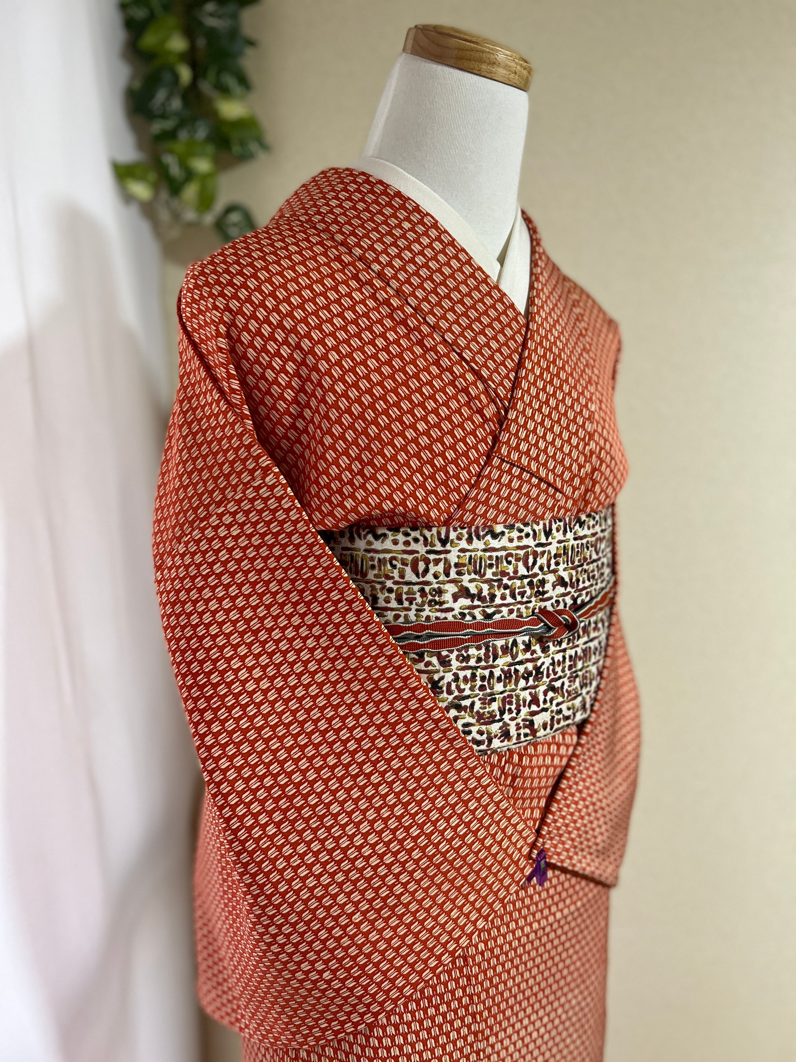 N14.29 正絹小紋袷お花いっぱい着物