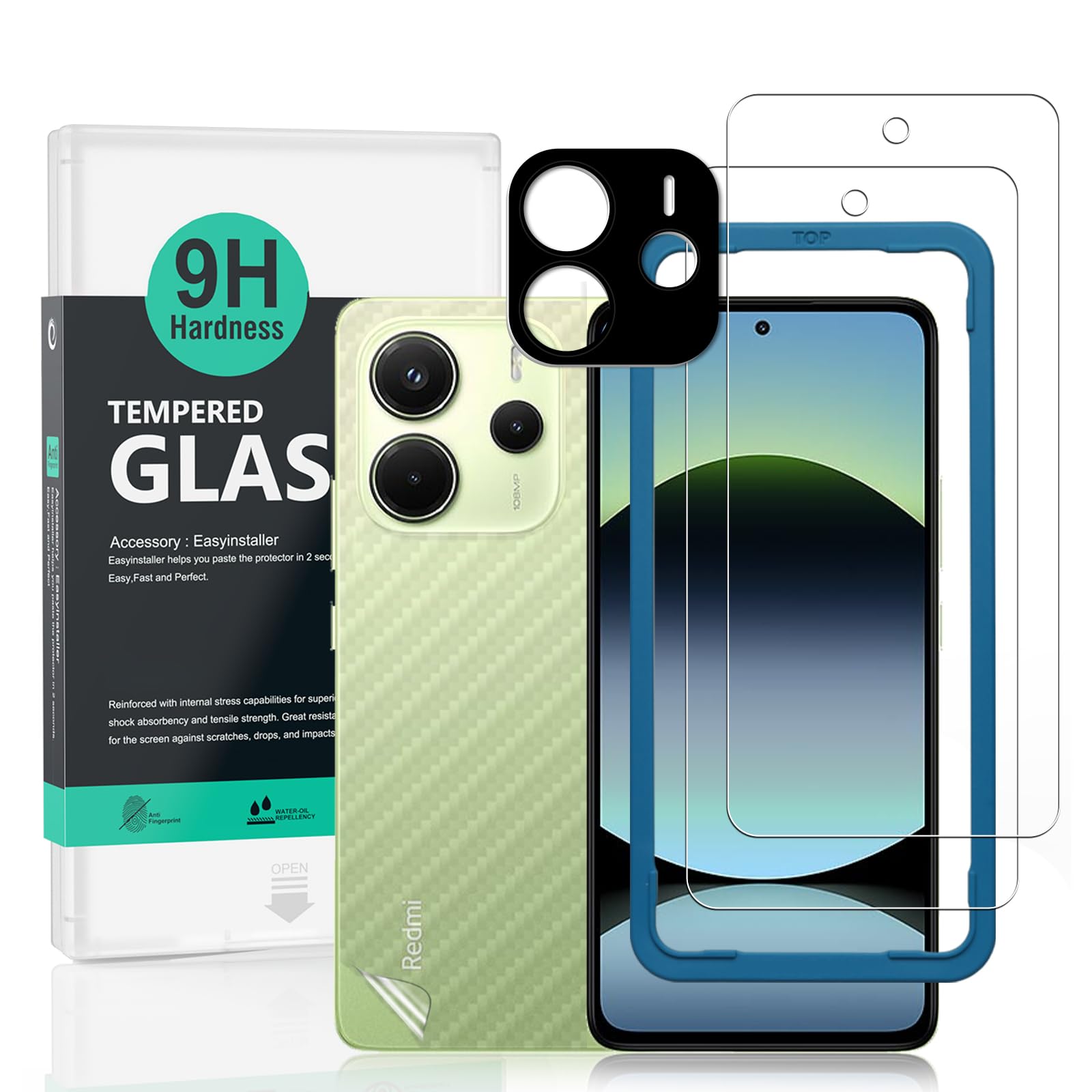 【在庫処分】Ibywind Xiaomi Redmi Note 14 4G ガラスフィルム 2 枚保護フィルム ガイド枠付き レンズカバー(1枚)背面シート(1枚) すり傷防止耐衝撃硬度 9H強化ガラスフィルム【滑らかな手触り】【気泡ゼロ】【指紋認証対応 超簡単貼り付け】