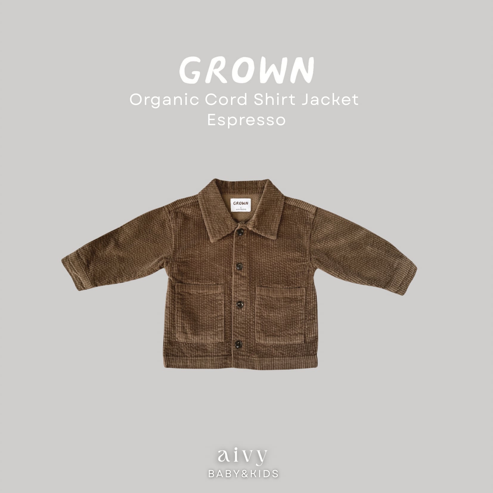 【即納/送料無料】Grown / Organic Cord Shirt Jacket - Espresso