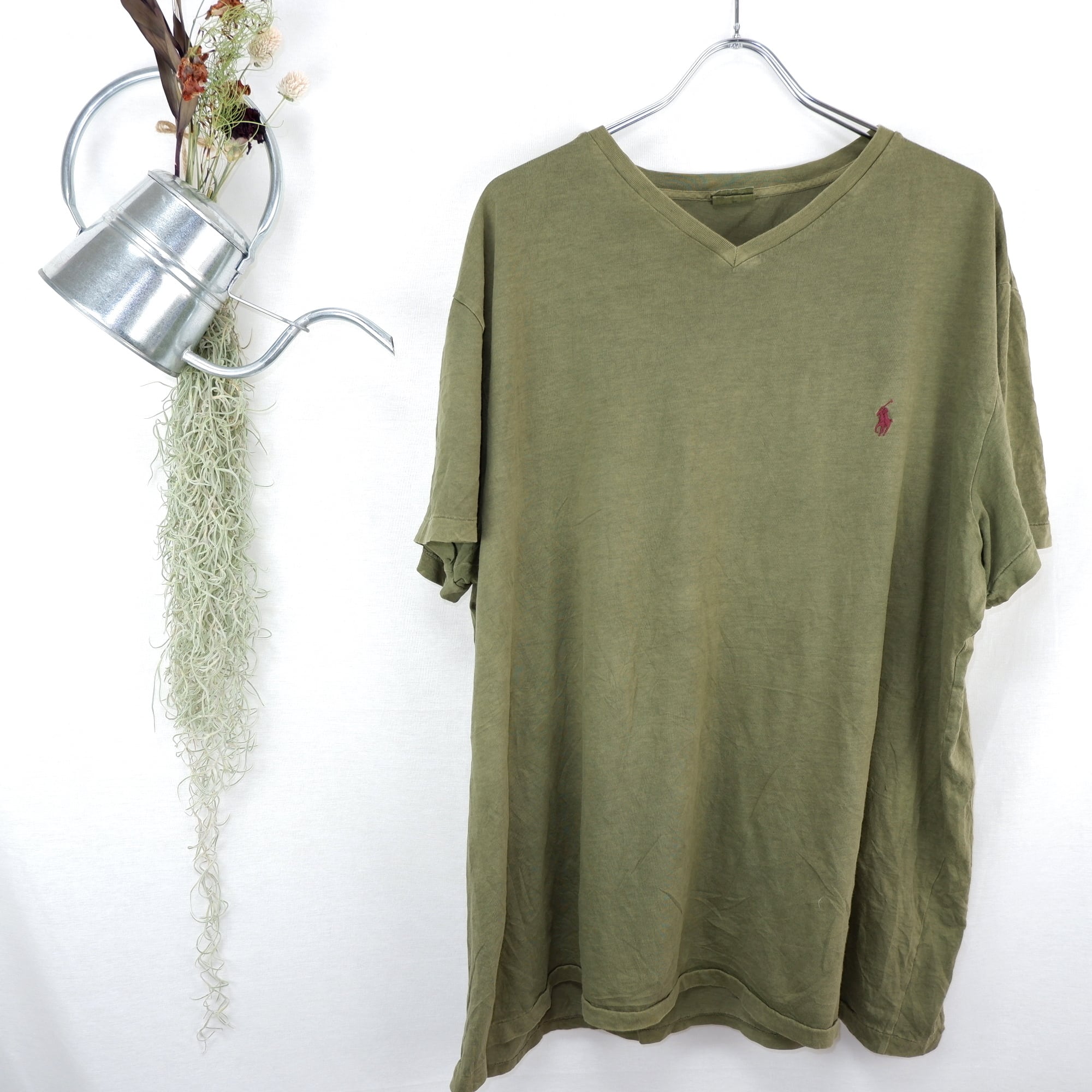 Xxl Polo Ralph Lauren Olive V Neck Tee ポロ ラルフローレン オリーブ Vネック Tシャツ きれいめや90sのメンズ古着専門店jo Ro