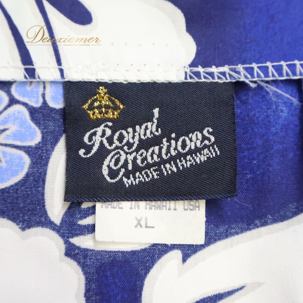 フラダンス 衣装 Royal Creations ロイヤルクリエーションズ ワンピース ドレス ブルー系 ハワイ製 フリル ハイビスカス柄 かわいい 華やか 鮮やか 明るい 爽やか 青 白 ハワイアン アロハ ハワイアンプリント フラ ダンス レッスン 練習