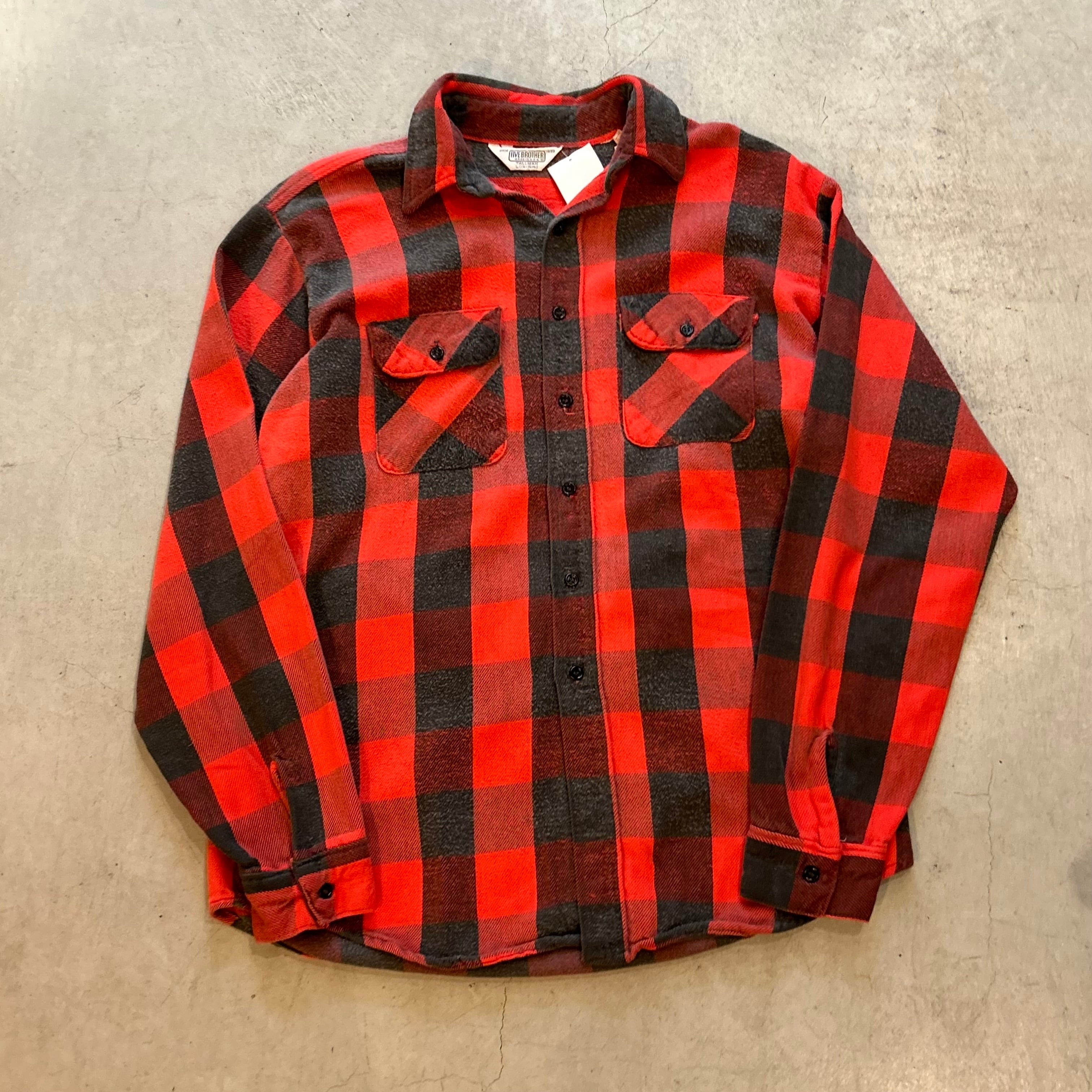 80s FIVE BROTHER buffalo check heavy flannel shirt【高円寺店 