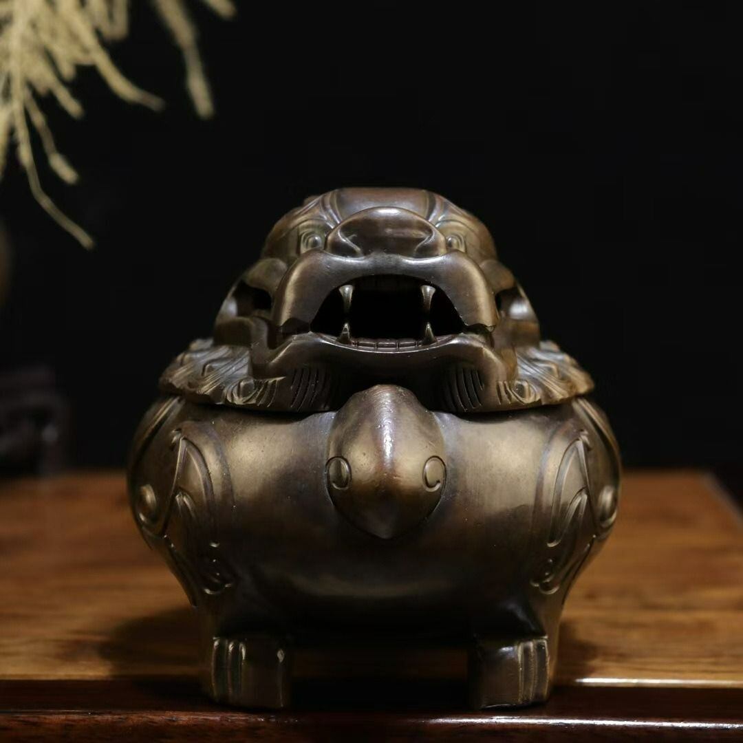 純銅 貔貅 香炉 家庭用 香檀置物9