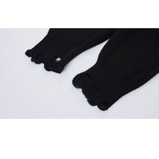 グラフィックレースアップダメージニット 3col R01329